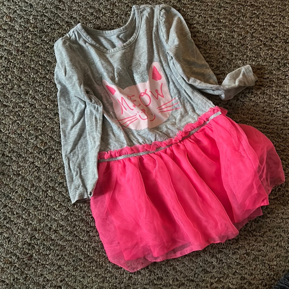 Hot pink and grey meow cat dress